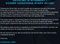 Karmine Corpは、LECチームのコーチングスタッフを変更しました